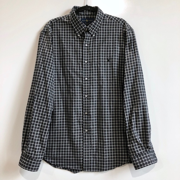 Ralph Lauren Other - Ralph Lauren Shirt Black White Plaid Slim Fit XL
